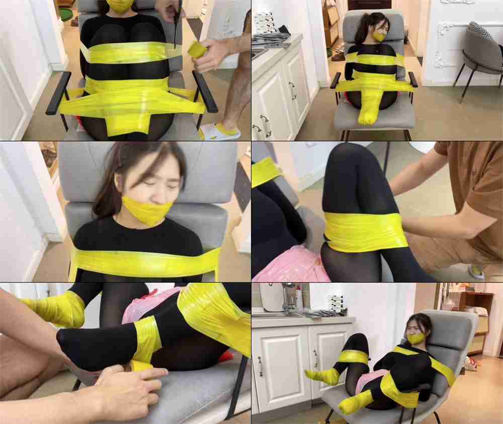 【缚艺录】小柯 黑丝、黄色胶带，绿色胶带的绳艺技巧[夸克]_HD绳艺资源