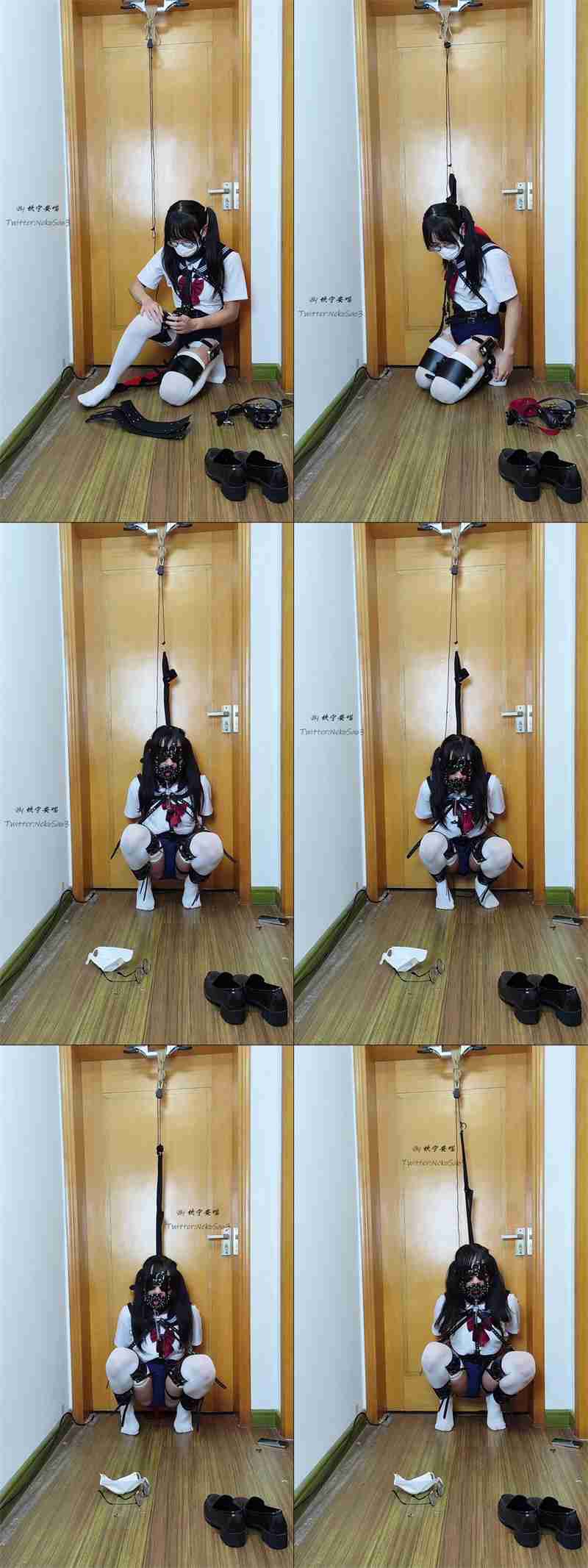 【坎宁安喵】绝望的自缚 白丝死库水JK复刻 强高 训练刚塞 脱缚失败_HD绳艺资源
