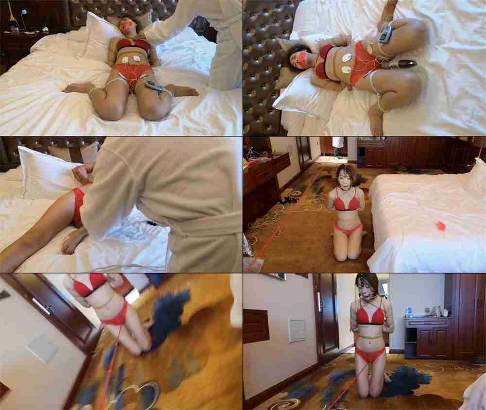 【随心原创】诺米 红内衣 口伽鼻勾 跪地走绳 电极片 极限震动[夸克]_HD绳艺资源