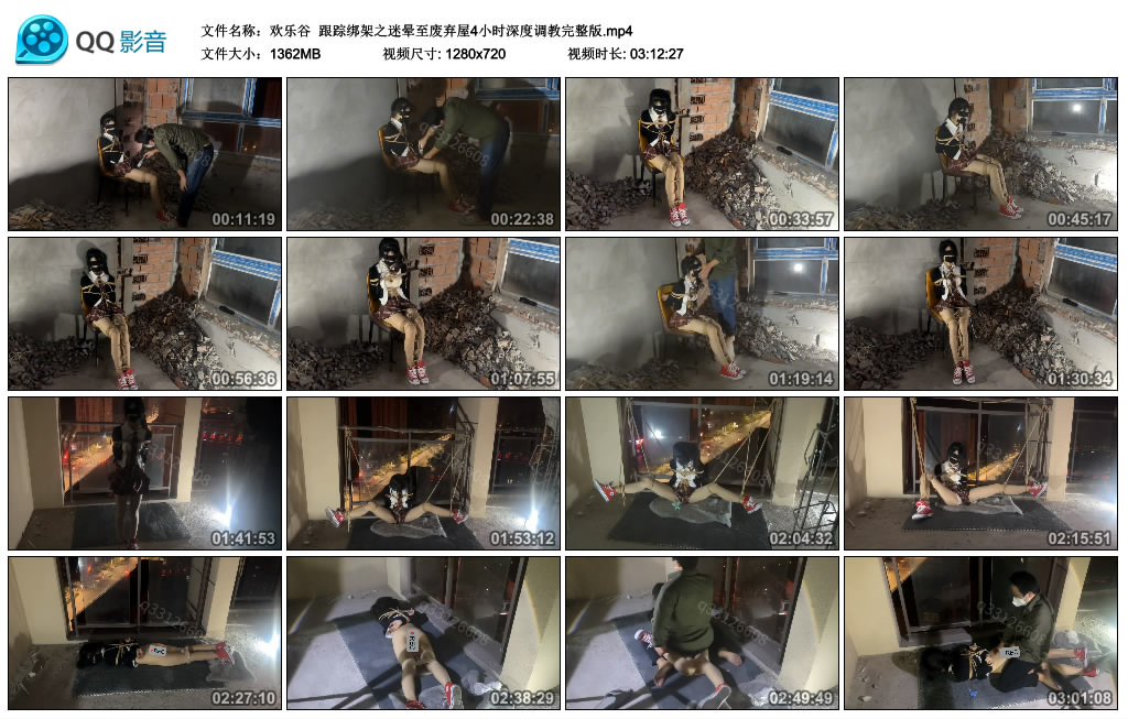 【欢乐谷】 跟踪挑战之迷晕至废弃屋4小时深度艺术训练完整版_HD绳艺资源