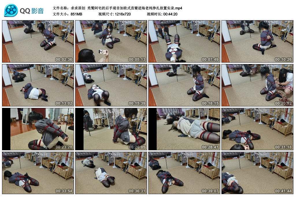 【求求原创】 秃鹫阿宅的后手观音加欧式直臂逆海老纯挣扎放置实录_HD绳艺资源