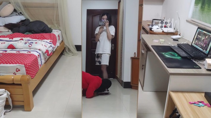 168cm中山少女姿默黑丝AJ全体重踩踏，坐脸，羞辱清理鞋子 YC-220219-6