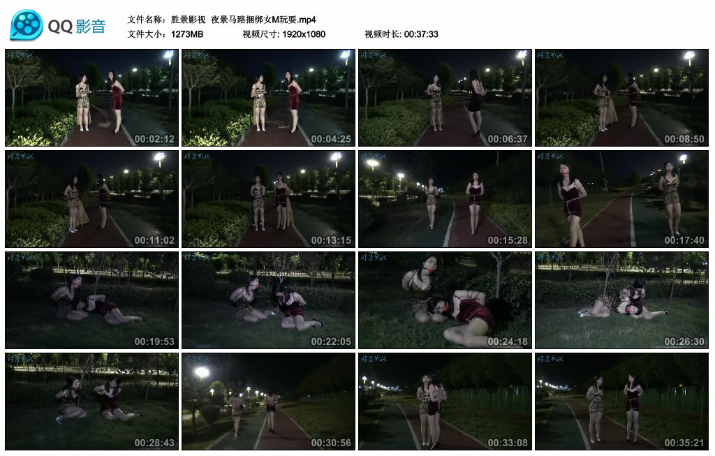 【胜景影视】夜景马路绳艺技巧女M玩耍_HD绳艺资源