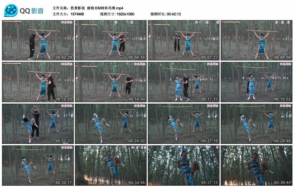 【胜景影视】旗袍双M树林吊缚_HD绳艺资源