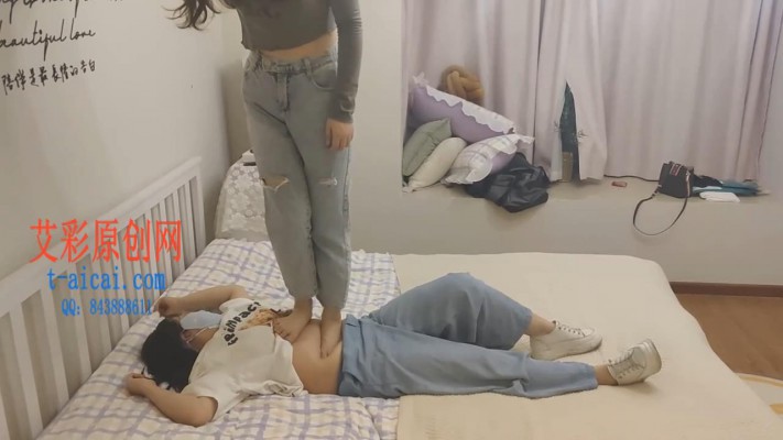 【珂珂女m】被女主人绑在床上穿AJ踩 YC-220502-6