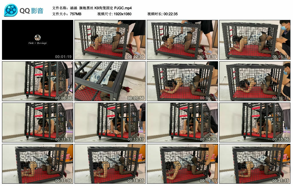 【涵涵】旗袍黑丝 K9狗笼固定 PJGC_HD绳艺资源