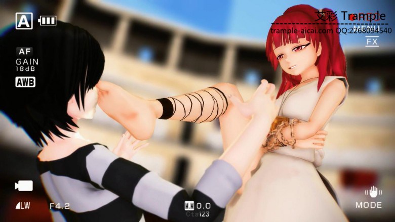 MMD女格斗家暴踹挑战的男选手 动漫 R-190417-3