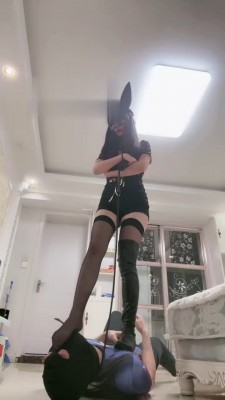 【月影儿】兔女郎黑丝高跟/长靴踩狗 bf21443