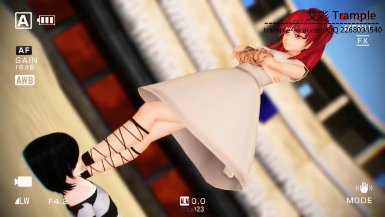 MMD女格斗家暴踹挑战的男选手 动漫 R-190417-3